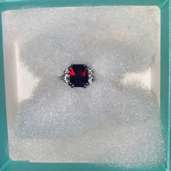 🪞 faceted garnet stone sterling silver 925 ring - Picture 6 of 10